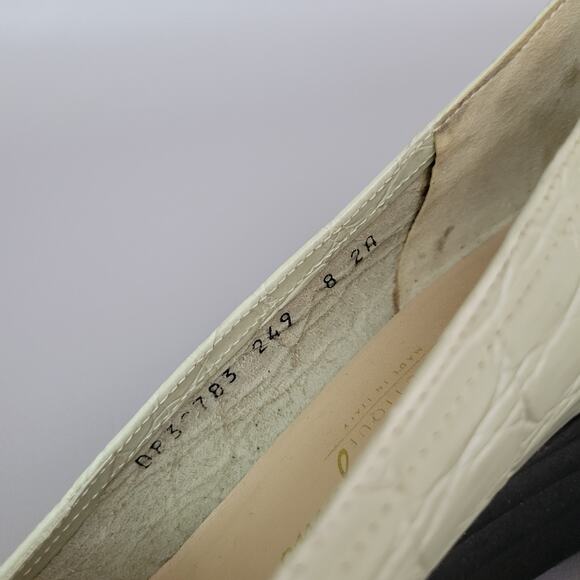 Salvatore Ferragamo Womens Wedge Flats Size 8 Narrow 2A Mint Green Croc Embossed - Picture 11 of 12